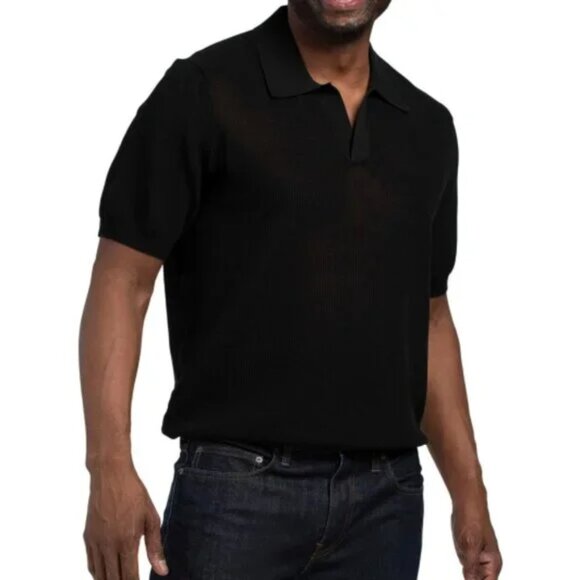 RAG & BONE Willy Open Knit Short Sleeve Sweater Polo - Picture 1 of 2